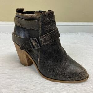 Kelsi Dagger Brooklyn Jordana Brown Distressed Leather Ankle Bootie Size 9